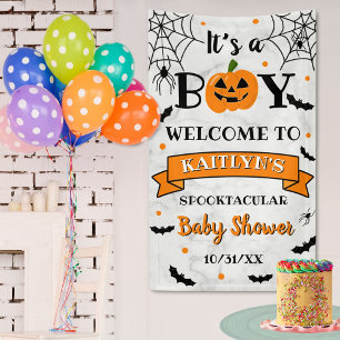 "It's A Boy" Pumpkin Halloween Baby Shower Welcome Banner