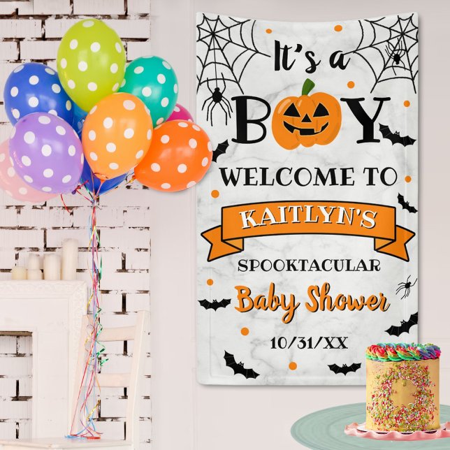 "It's A Boy" Pumpkin Halloween Baby Shower Welcome Banner (Creator Uploaded)