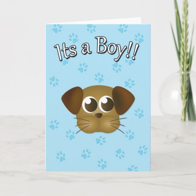 Its a Boy Puppy Card (Front)