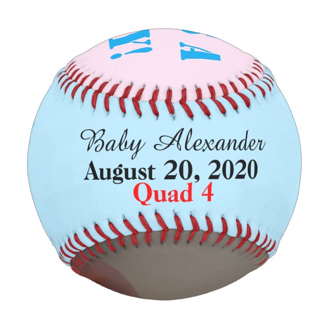 It's a Boy Quad Blue Pink Photo Baseball (Front)