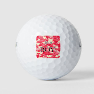 It's A Boy! Red Hearts Golf Balls