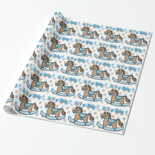 It's a Boy Rocking Horse Baby Shower Wrapping Pape Paper