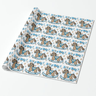 It's a Boy Rocking Horse Baby Shower Wrapping Pape Paper