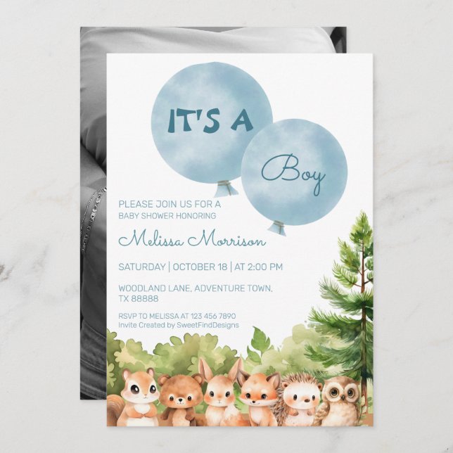 It's A Boy Rustic Baby Boy Shower Invitation (Front/Back)
