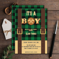 It's a boy Rustic Lumberjack Flannel Baby Shower I
