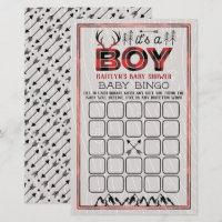 It's A Boy! Rustic Plaid Lumberjack Baby Bingo