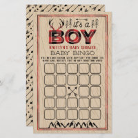 It's A Boy! Rustic Plaid Lumberjack Baby Bingo