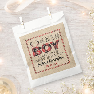 It's A Boy! Rustic Plaid Lumberjack Baby Shower Favour Bags