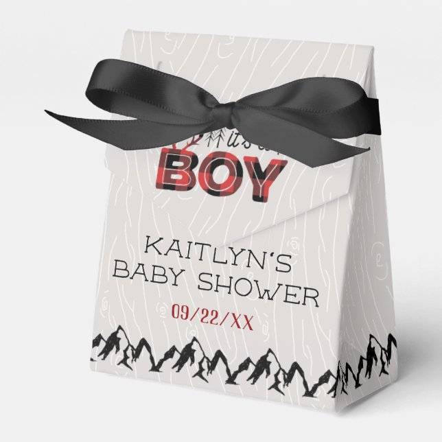 It's A Boy! Rustic Plaid Lumberjack Baby Shower Favour Box (Front Side)