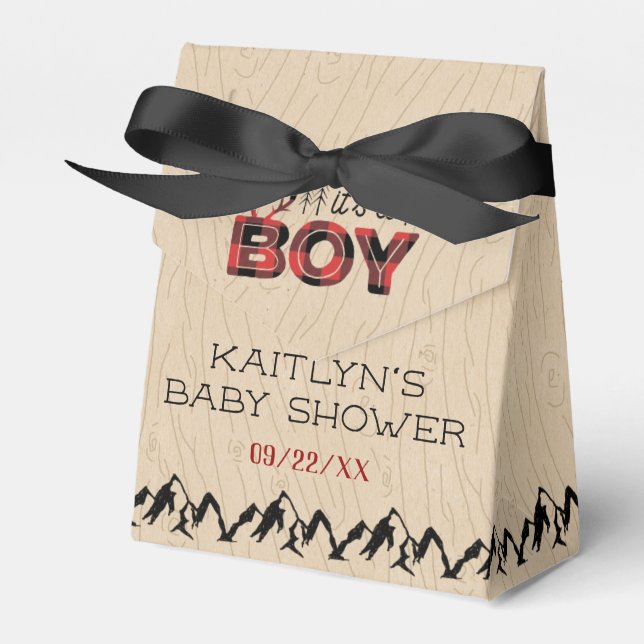 It's A Boy! Rustic Plaid Lumberjack Baby Shower Favour Box (Front Side)