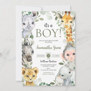  It's a Boy Safari Baby Shower Invitation