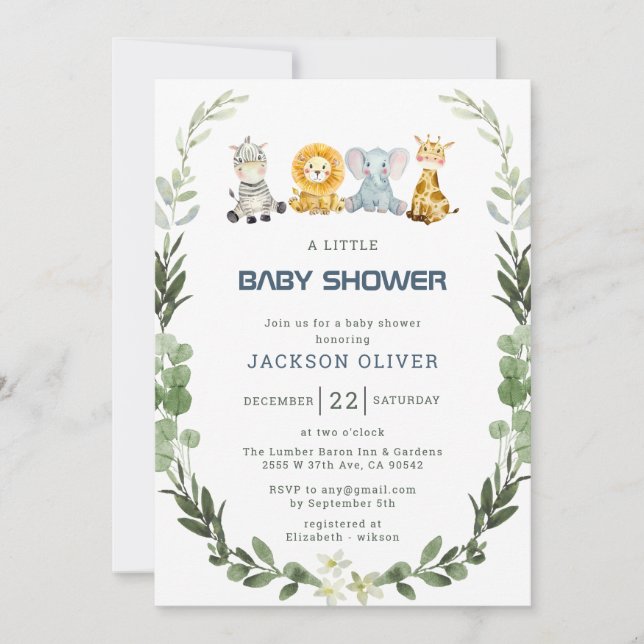 It's a Boy Safari Baby Shower Invitation (Front)