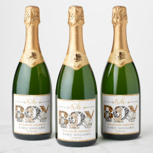 It's a Boy Safari Baby Shower Party Sparkling Wine Sparkling Wine Label