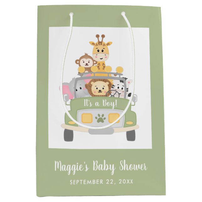 It's a Boy Safari Baby Shower Thank You Medium Gift Bag (Front)