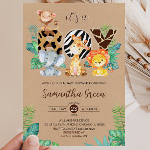 It's a Boy Safari Jungle Baby Shower Invitation