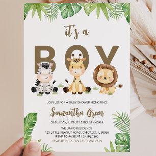 It's a Boy Safari Jungle Baby Shower Invitation