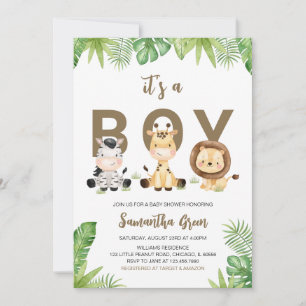 It's a Boy Safari Jungle Baby Shower Invitation