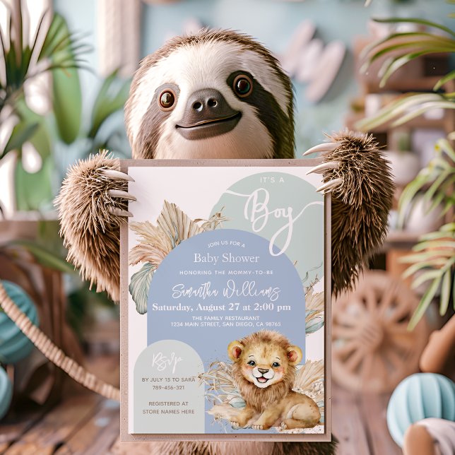 It's a boy Safari Theme Lion Baby Shower Invitation (Creator Uploaded)