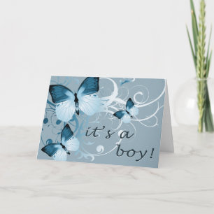 it's a boy! : (see inside) : butterflies : announcement