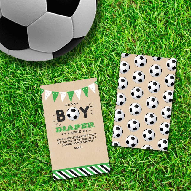 It's A Boy! Soccer Co-ed Baby Shower Diaper Raffle Enclosure Card (Creator Uploaded)