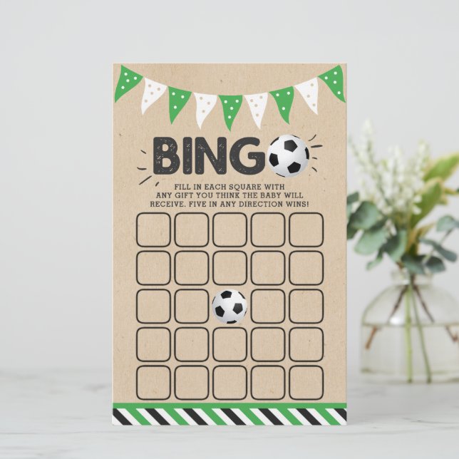 It's A Boy! Soccer Themed Co-ed Baby Shower Bingo (Standing Front)