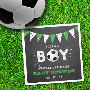 It's A Boy! Soccer Themed Co-ed Baby Shower Napkin
