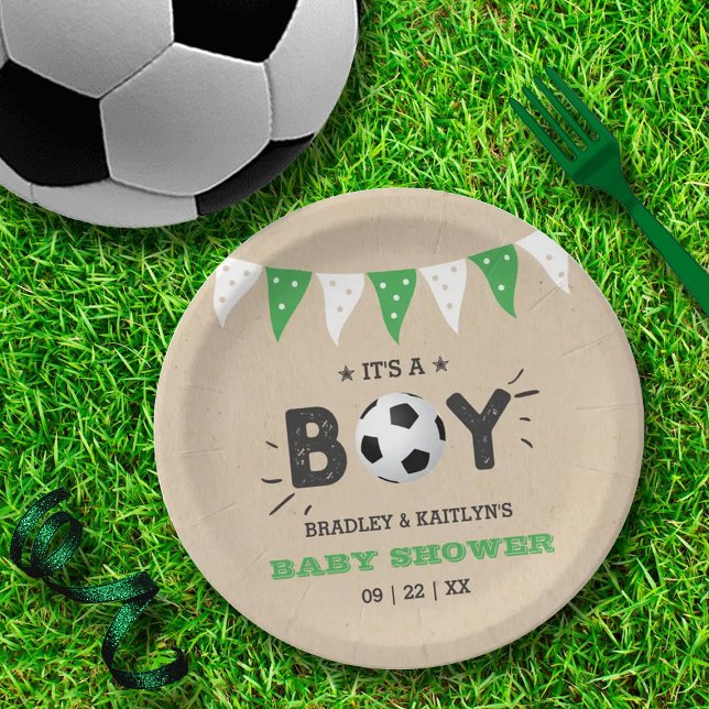 It's A Boy! Soccer Themed Co-ed Baby Shower Paper Plate (Creator Uploaded)