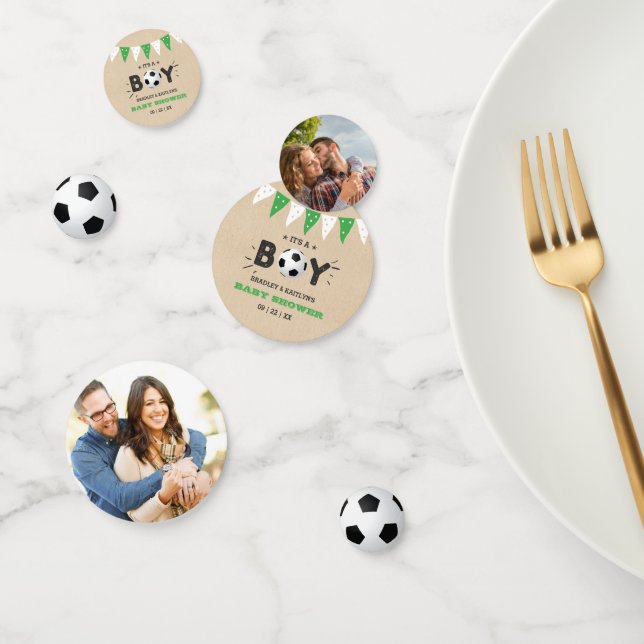 It's A Boy! Soccer Themed Co-ed Baby Shower Photo Confetti (Group)