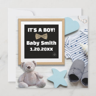 It's A Boy Social Media, flat lay blue Pregnancy Announcement