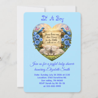 It's A Boy Soft Blue Baby Shower Invitation
