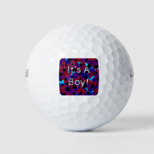 It's A Boy! Stars in Dark Red and Blues Golf Balls