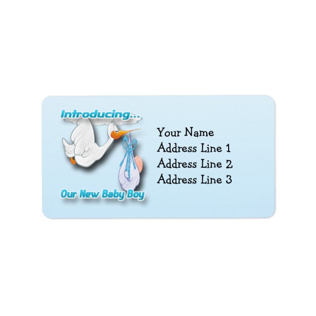 It's a Boy Stork Birth Announcement Address Labels (Front)