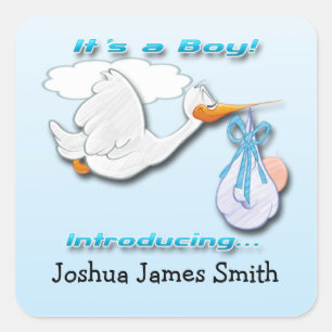 It's a Boy Stork Birth Announcement envelope seal