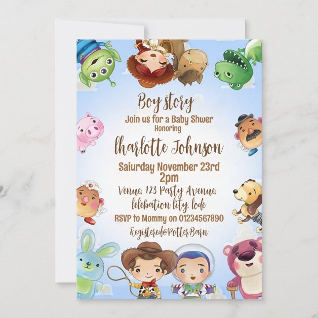 It's a Boy Story Baby Shower Invitation (Front)