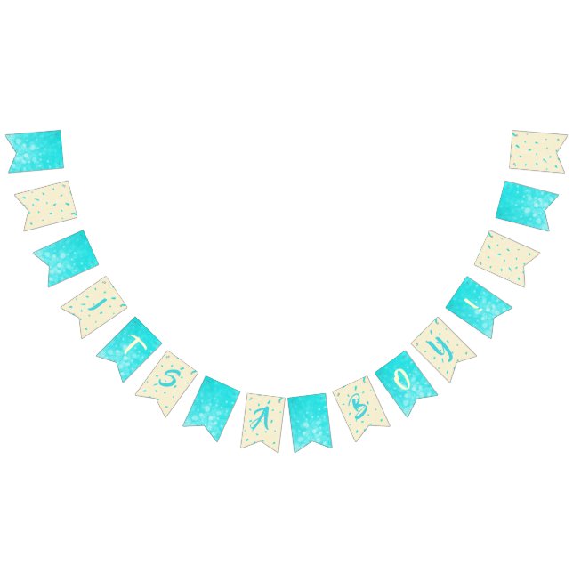 It's a Boy Teal and Tan Baby Shower Bunting (All)