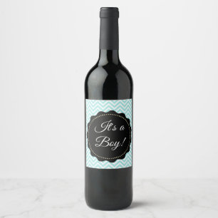 Its a boy Teal Baby Shower Wine Bottle Labels