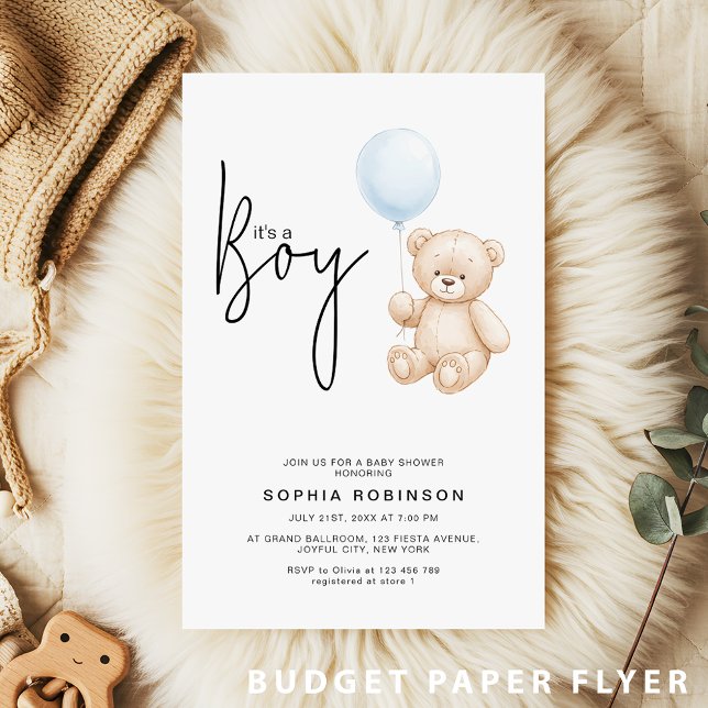It's a Boy Teddy Bear Baby Shower Invitation Flyer (Creator Uploaded)