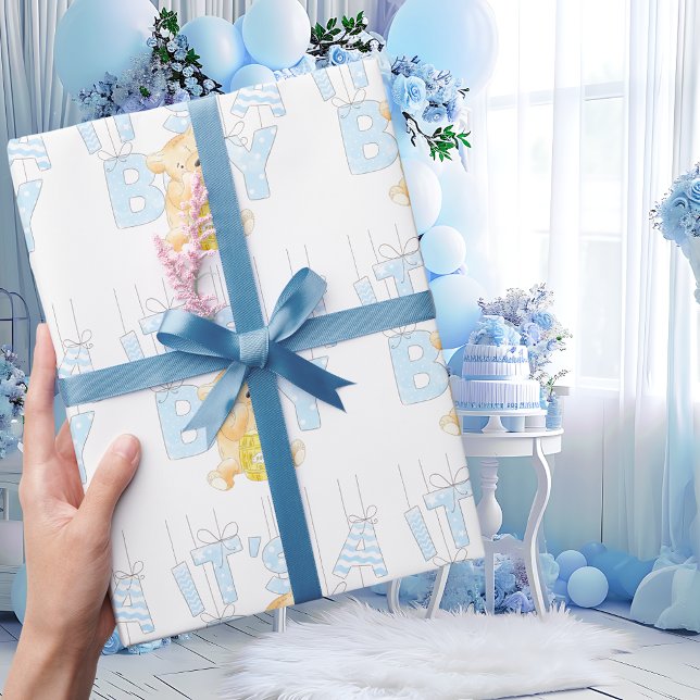 It's a Boy Teddy Bear Baby Shower Wrapping Paper (Creator Uploaded)
