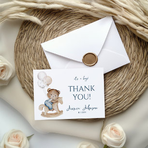 It's a Boy Teddy Bear & Balloons Thank You Card
