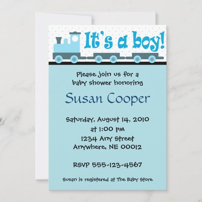 "It's A Boy!"  Toy Train Baby Shower Invitation (Front)