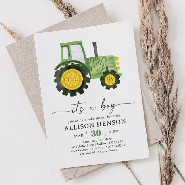 It's a Boy Tractor Baby Shower Invitation (Creator Uploaded)