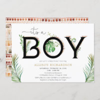 It's a boy tribal jungle greenery palm baby shower