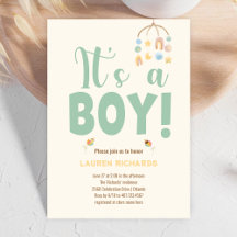 It's a Boy Typography Boho Colourful Baby Shower