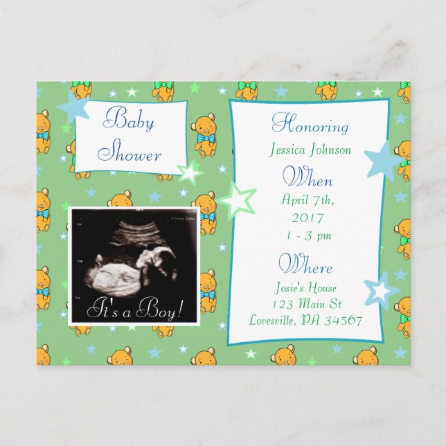 It's a Boy,  Ultrasound Pic Baby Shower Invitation (Front)