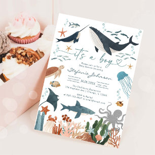 It's A Boy Under The Sea Baby Shower Invitation