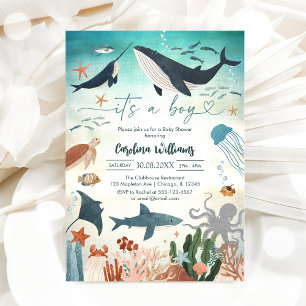 It's A Boy Under The Sea Baby Shower Invitation