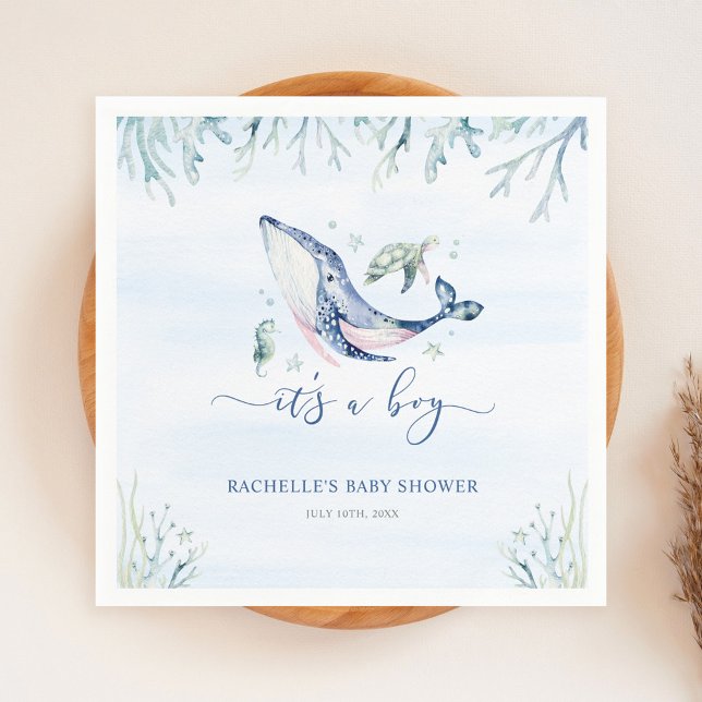 It's a Boy Under the Sea Baby Shower Napkin (Creator Uploaded)