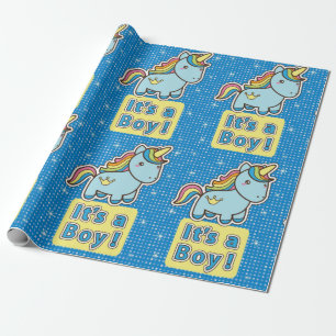 It's A Boy Unicorn Baby Shower Wrapping Paper
