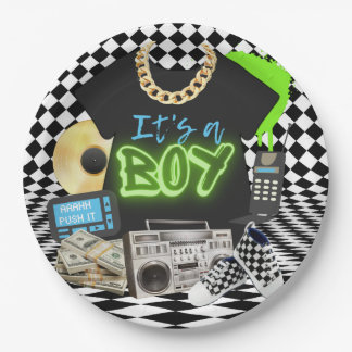 It's a Boy| Urban Retro Hip Hop Baby Shower BOY Paper Plate