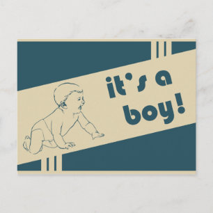 it's a boy : vintage announcement postcard